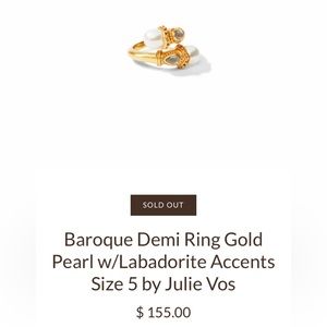 Baroque Demi Ring Gold Pearl w/Labadorite Accents Size 7 by Julie Vos